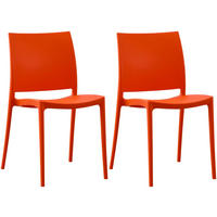 GARTENSTUHL 2er Set Kunststoff Orange - Orange, Kunststoff (42/81/49cm) - CLP