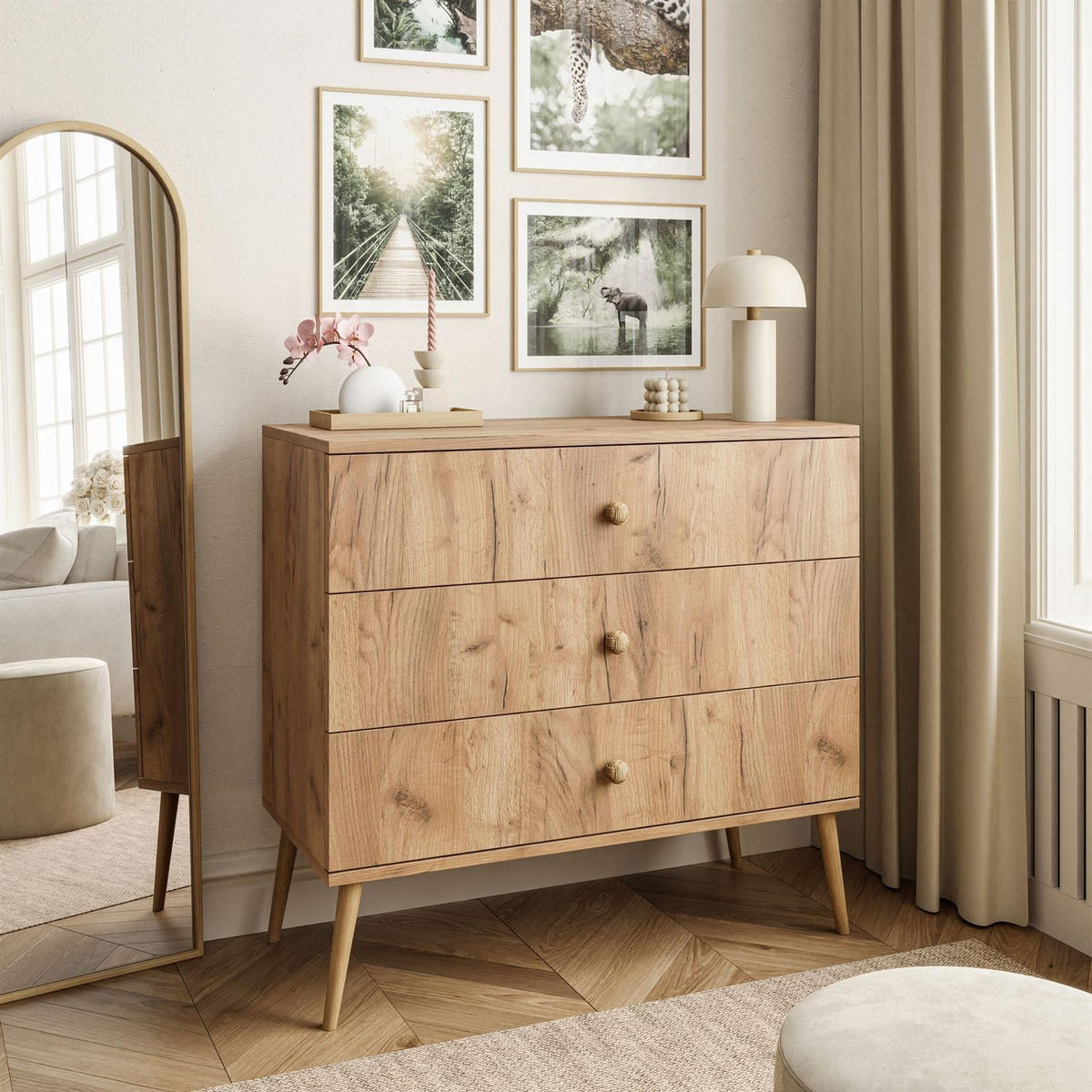 KOMMODE mit Schubladen HARMONY Craft Gold Eiche - Eichefarben, Holzwerkstoff (100/85/41cm) - Lookway