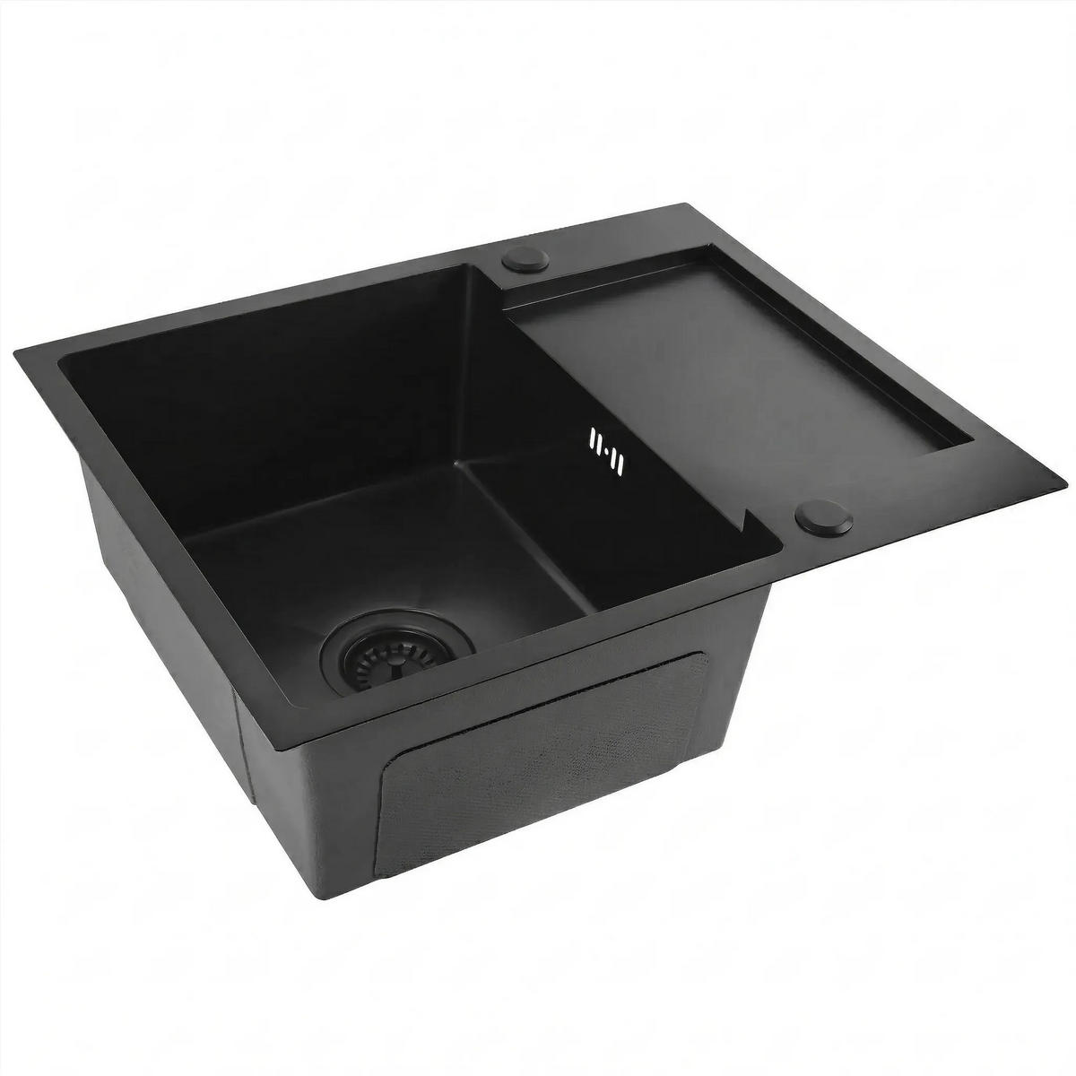 EDELSTAHLSPÜLE Rea Paul Black mit Küchenarmatur - Schwarz, Metall (48/18.5/60cm) - REA