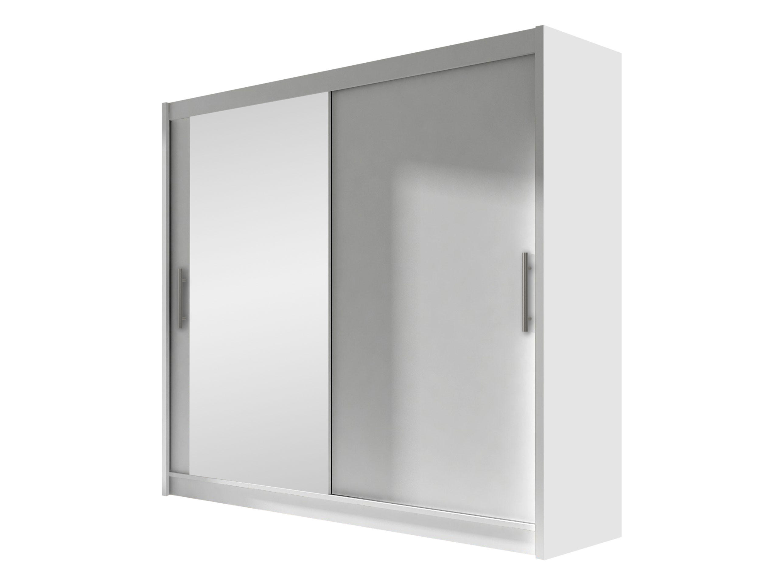 KLEIDERSCHRANK London VI - Silberfarben/Weiß, Holzwerkstoff/Kunststoff (180/215/58cm) - MIRJAN24