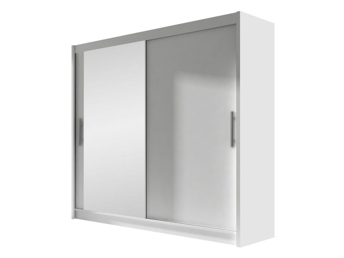 KLEIDERSCHRANK London VI - Silberfarben/Weiß, Holzwerkstoff/Kunststoff (180/215/58cm) - MIRJAN24