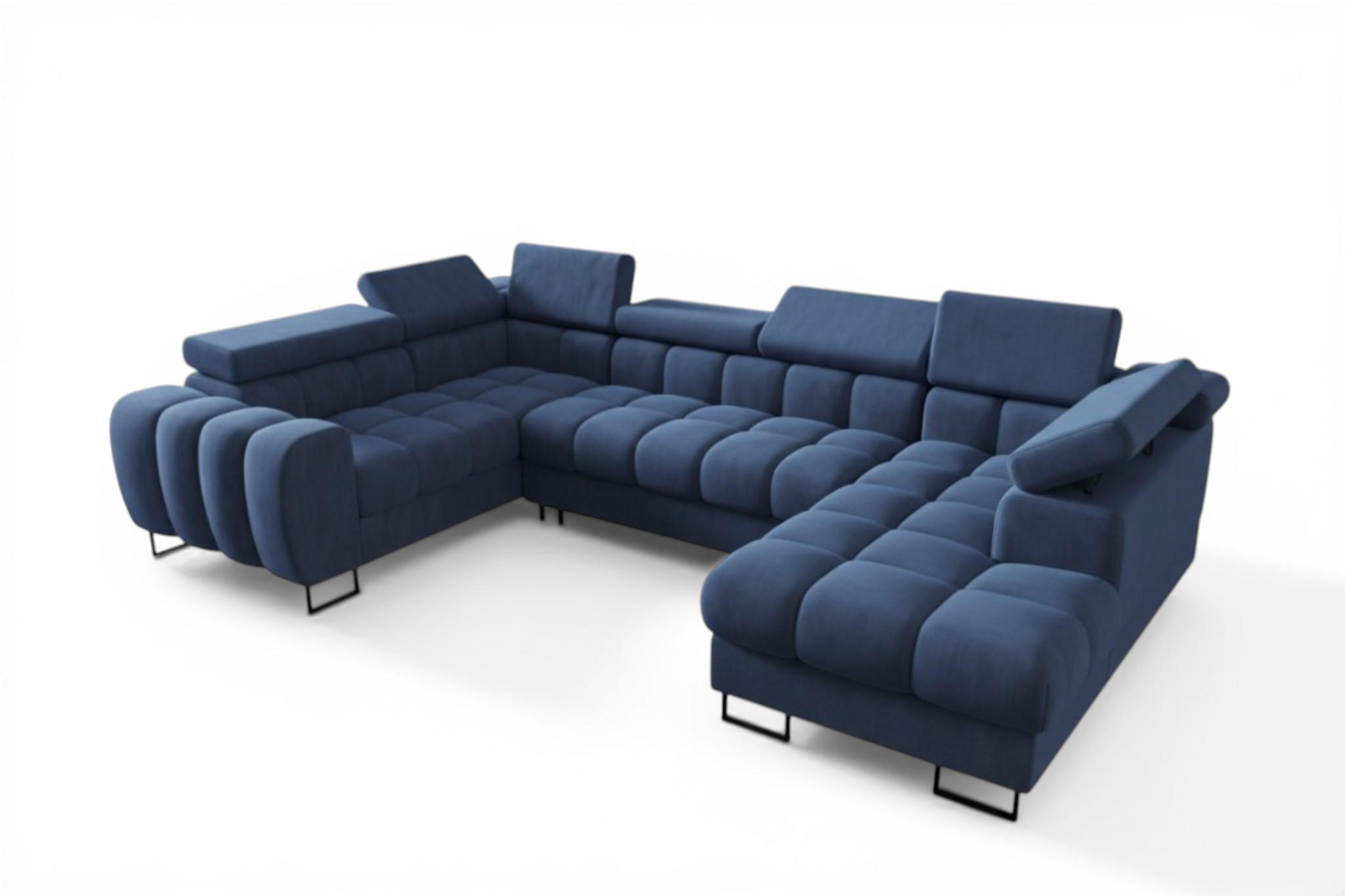 WOHNLANDSCHAFT Bastien - Blau, Holzwerkstoff/Textil (350/95/195cm) - Fun Möbel