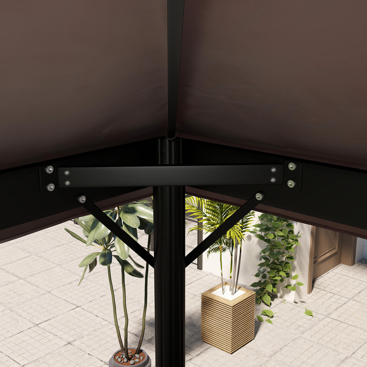 PAVILLON-ERSATZDACH, 3 x 4 m, Ersatzplane mit Wasserablauf-Öffnungen, Polyester, Sonnenschutz, UPF30+, Kaffee - Cappuccino, Textil (400/1/300cm)