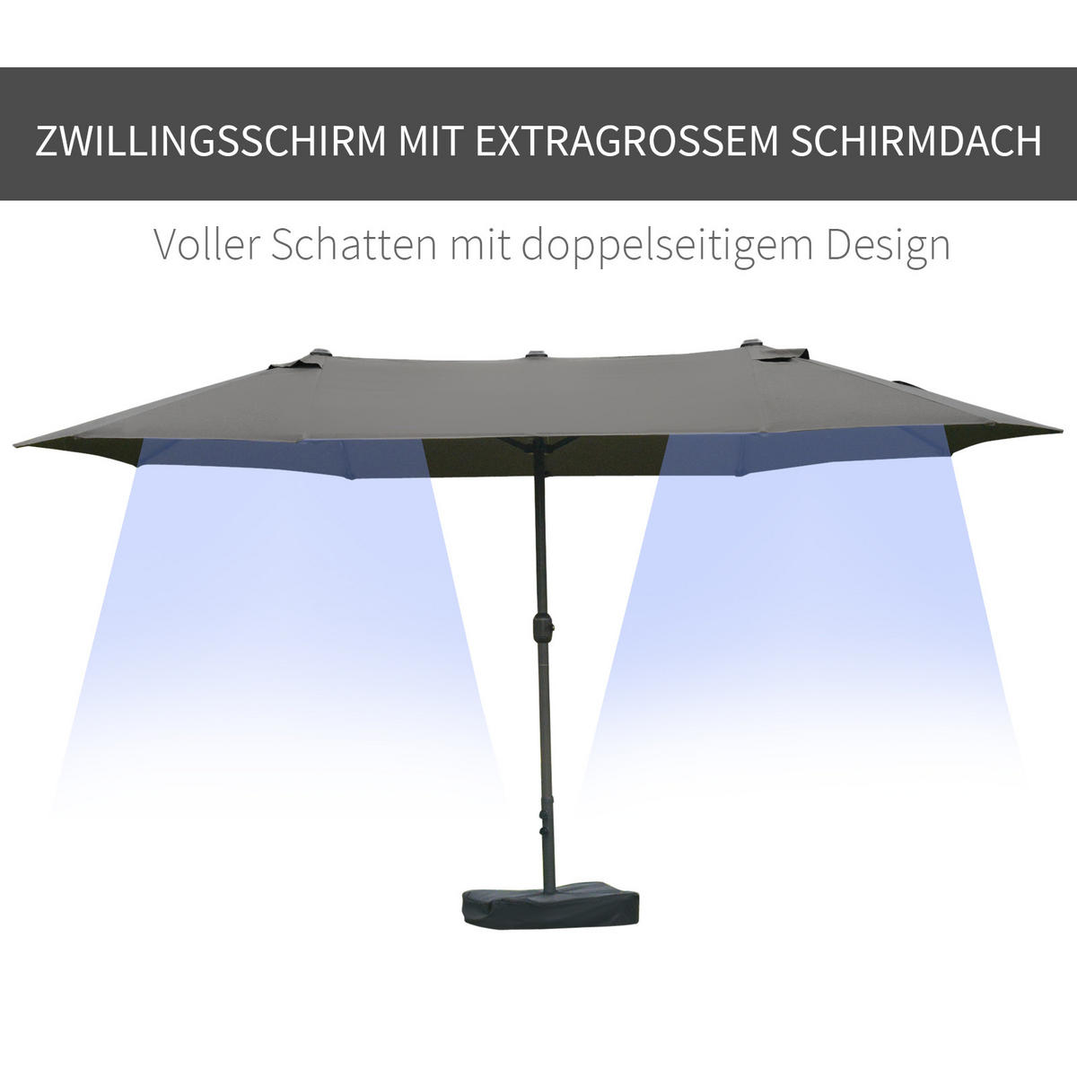 SONNENSCHIRM Doppelsonnenschirm Gartenschirm Dunkelgrau - Dunkelgrau, Metall (270/460cm) - ComfortXL