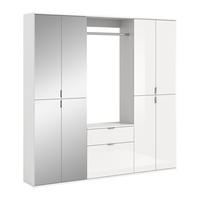 GARDEROBENKOMBINATION 4tlg. Projekt X Garderobe in weiß Nb. und weiß hochglanz B/H/T: 183x193x34 cm - Weiß, Holzwerkstoff (183/193/34cm)
