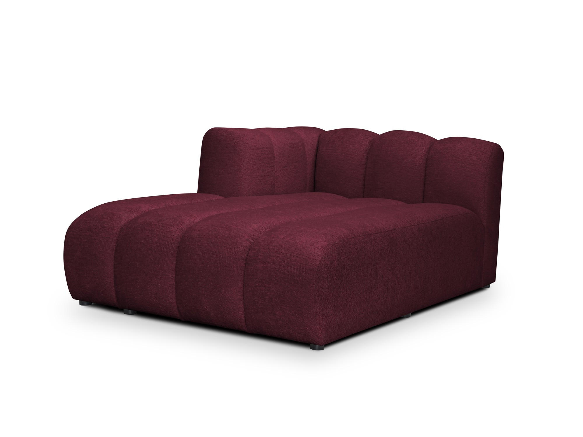 SOFAELEMENT Links Chenille Stoff Rot - Bordeaux/Schwarz, Holzwerkstoff/Kunststoff (179/70/113cm) - Makamii