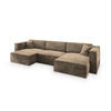 WOHNLANDSCHAFT SARMO M Beige Velours-Stoff mit Schlaffunktion - Beige, Holz (347/70/148cm) - MASSENO