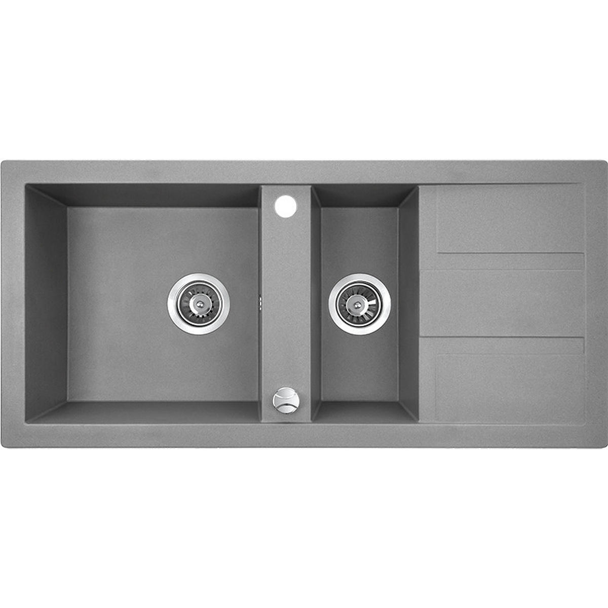EINBAUSPÜLE Barbados Grau, 1,5 Becken, 48/100/18,5 cm - Grau, Stein (48/18.5/100cm) - bad land