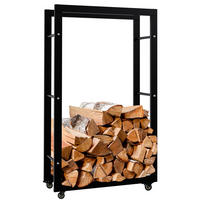 KAMINHOLZREGAL 60/25/100 cm Metall schwarz - Schwarz, Metall (60/100/25cm) - CLP