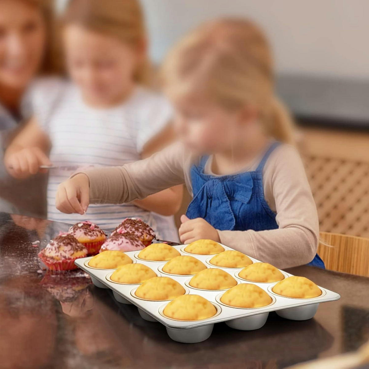MUFFINBACKFORM Edelstahl für 12 Muffins - Silberfarben, Metall (26.5/3/35cm)