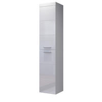 HOCHSCHRANK weiß Hochglanz 35 x 170 cm, Badschrank hängend - Weiß Hochglanz/Silberfarben, Holzwerkstoff/Kunststoff (35/170/33cm) - Top.Furn