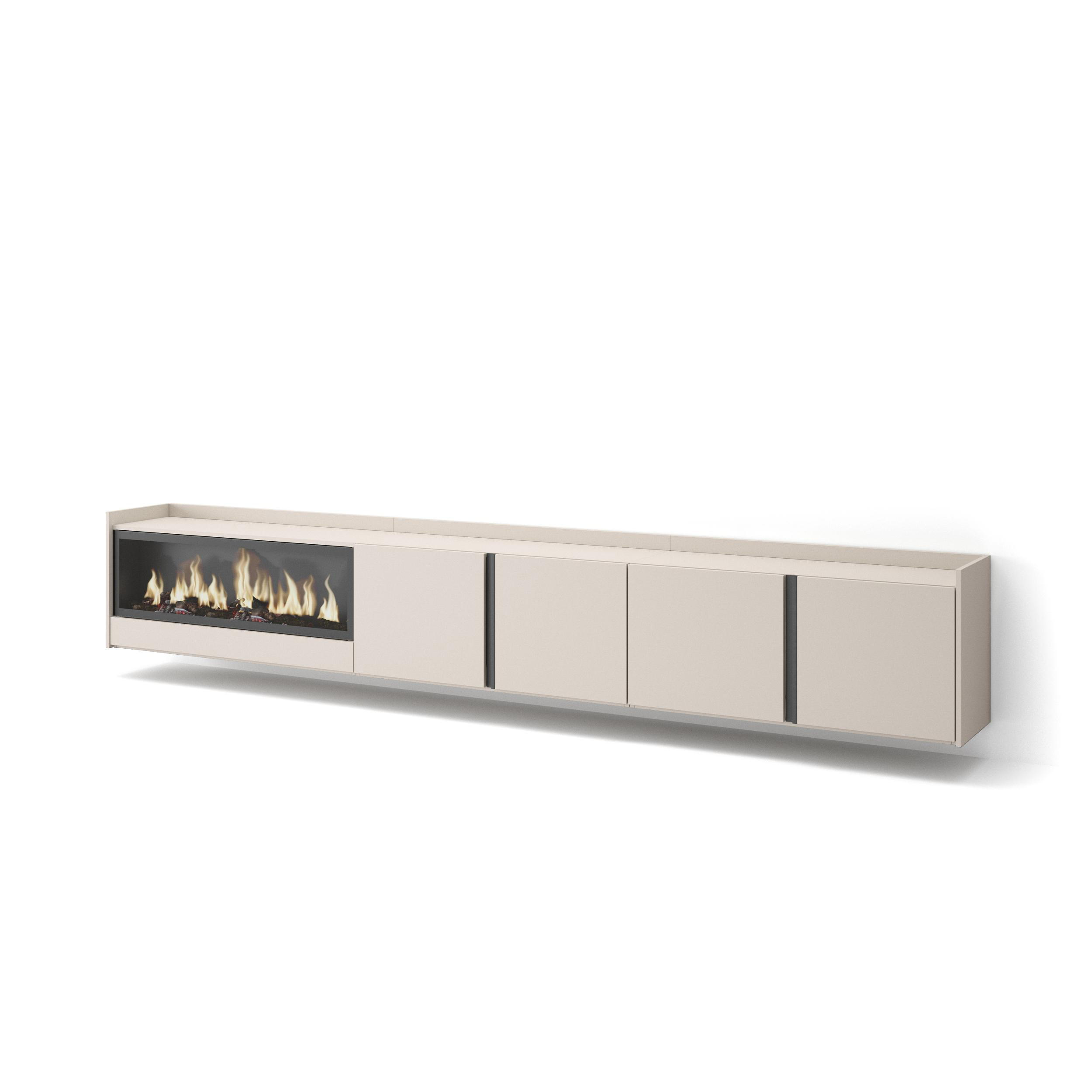 LOWBOARD, Beige, 315/35/50cm, Kamin mit Feuereffekt XXL - Beige, Holzwerkstoff (315/50/35cm) - Skraut Home