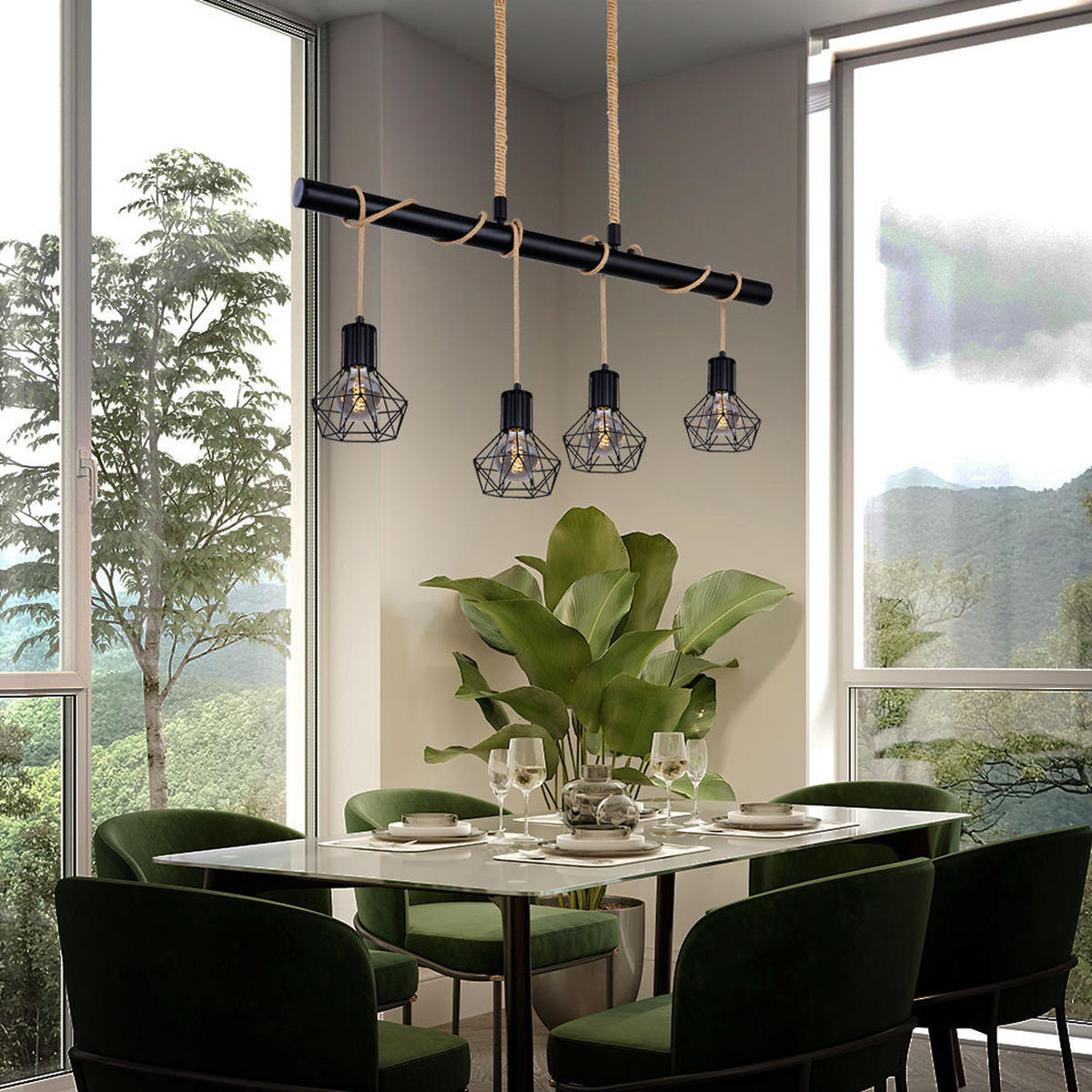 LED HÄNGELEUCHTE Priska Schwarz Gitteroptik - Schwarz, Metall (100/15/120cm)