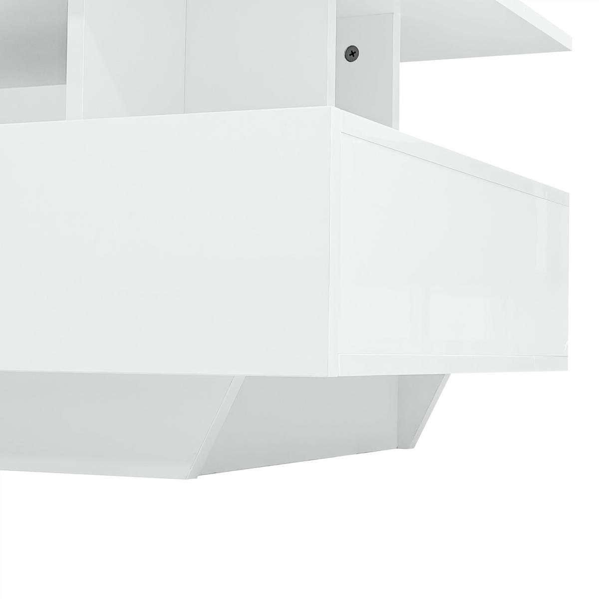 COUCHTISCH 90/55/41 cm weiß mit 2 Schubladen und LED-Beleuchtung - Weiß, Holzwerkstoff (90/55/41cm) - OKWISH