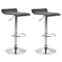 BARHOCKER 2er Set Lederlook schwarz - Chromfarben/Schwarz, Textil/Metall (36/63/39cm) - CLP