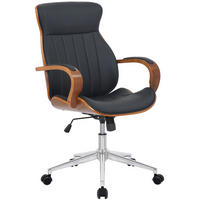 DREHSTUHL Lederlook Walnuss/Schwarz - Chromfarben/Walnussfarben, Textil/Metall (63/100/68cm) - CLP