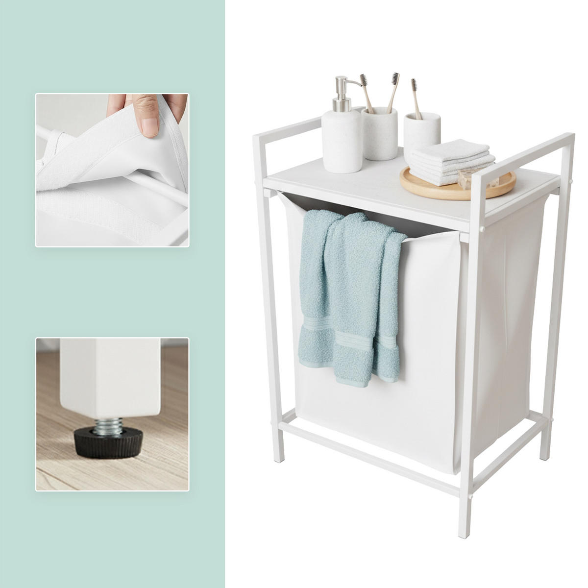 WÄSCHESAMMLER - Multicolor, Holzwerkstoff/Textil (50/72/33cm) - Relaxdays