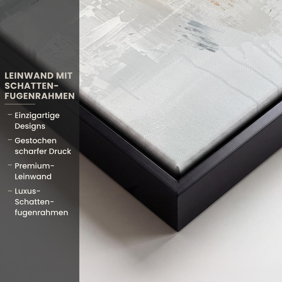 LEINWAND Bilder mit Rahmen - Kunst - Grau - Gold - Abstrakt - 70x100 - Dunkelgrau, Textil (70/100cm) - MuchoWow