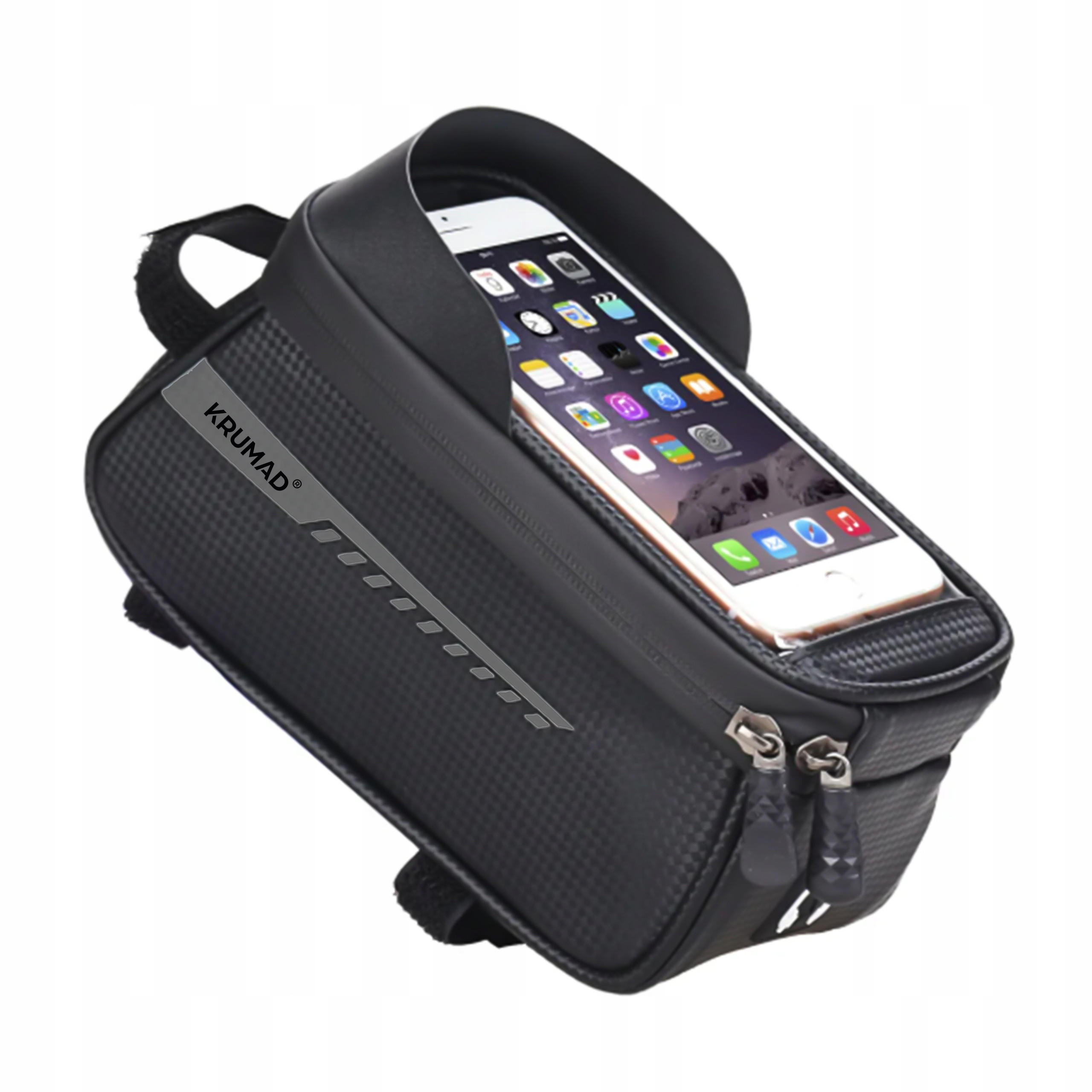 FAHRRADRAHMENTASCHE Wasserdicht mit Handyhalterung - Schwarz, Textil (9/14/21cm) - KRUMAD