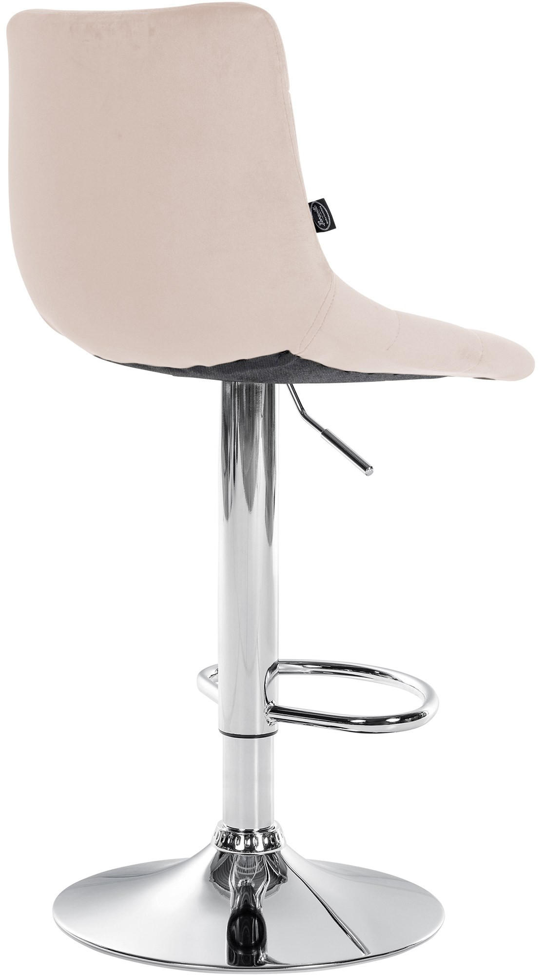 BARHOCKER DUBAI Beige Samt Chrom - Beige, Textil/Metall (43/87/46.5cm) - DELUKE
