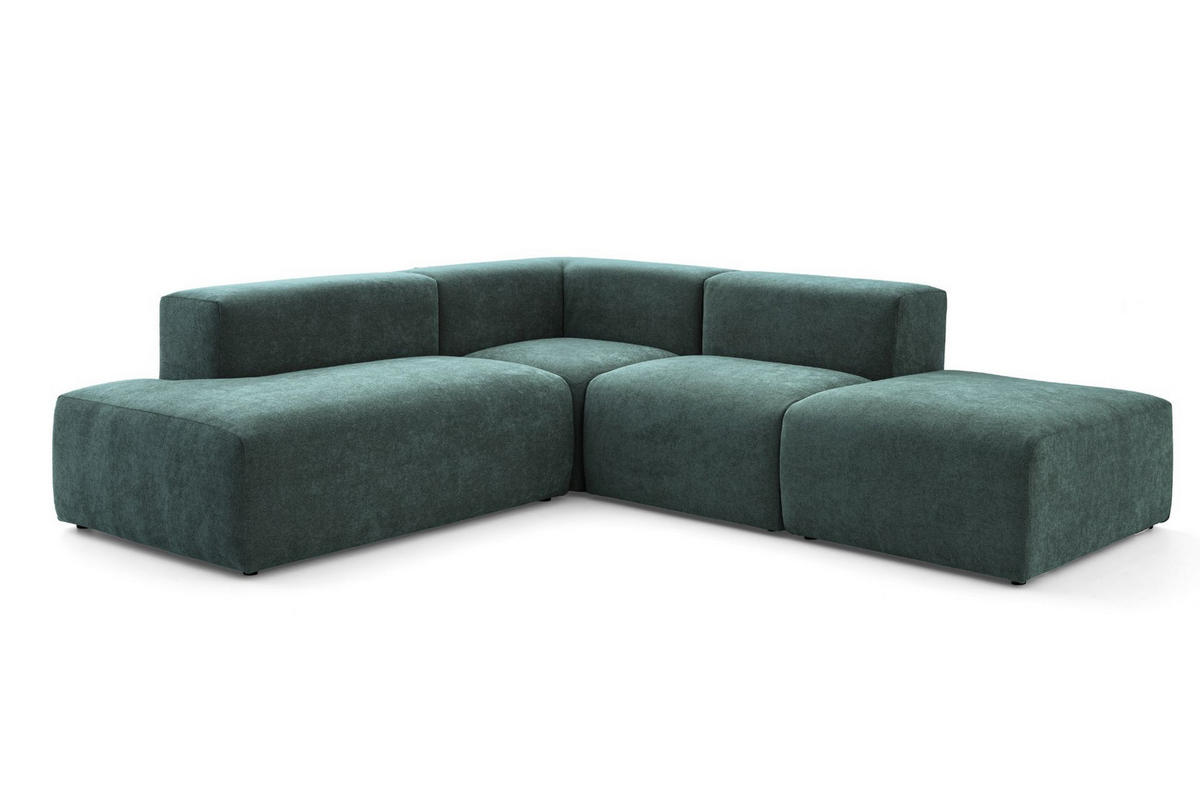 4-SITZER modulares Ecksofa HEAVEN SET 3 Links, Breite 270 cm Webstoff Dunkelgrün - Dunkelgrün/Schwarz, Holz/Kunststoff (245/270cm) - Muffo