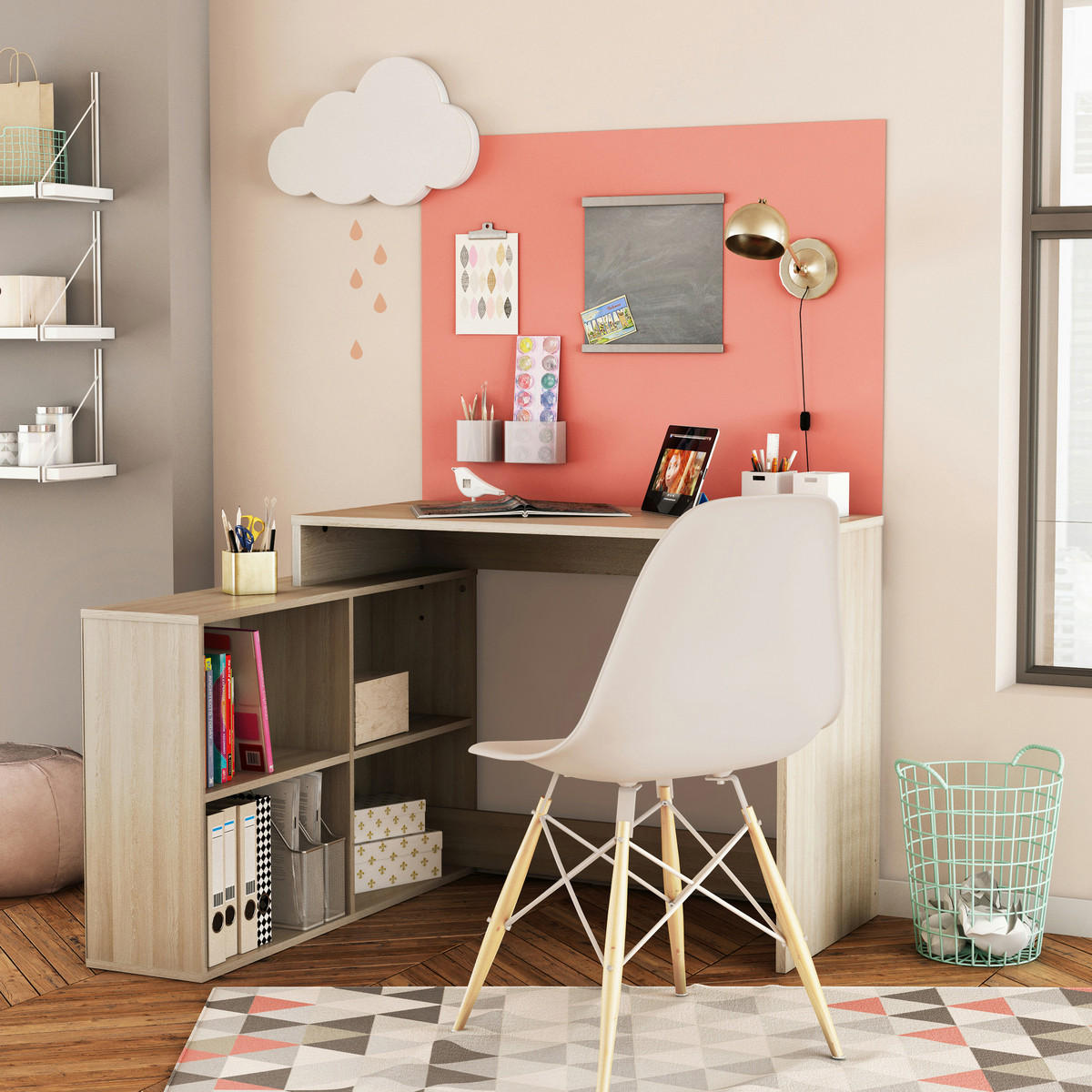 ECKSCHREIBTISCH mit umkehrbarer Ausrichtung, 4 Fächer, L111,9 cm - Corner - Eiche Artisan, Holzwerkstoff (111.9/100.7/76.7cm) - Calicosy