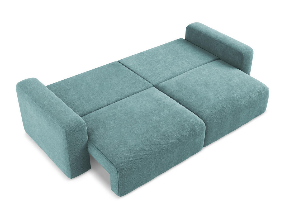 3-SITZER SOFA mit Schlaffunktion Chenille Stoff Blau - Blau/Beige, Kunststoff/Textil (244/79/102cm) - Makamii