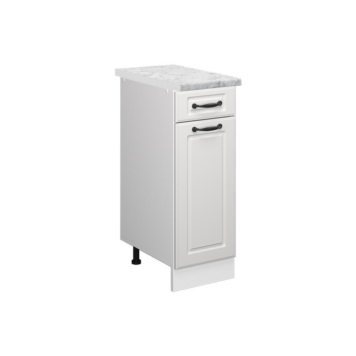 SCHUBLADENUNTERSCHRANK R-Line Weiß Landhaus 30 cm AP Marmor - Weiß, Holzwerkstoff (30/81.6/60cm) - Vicco