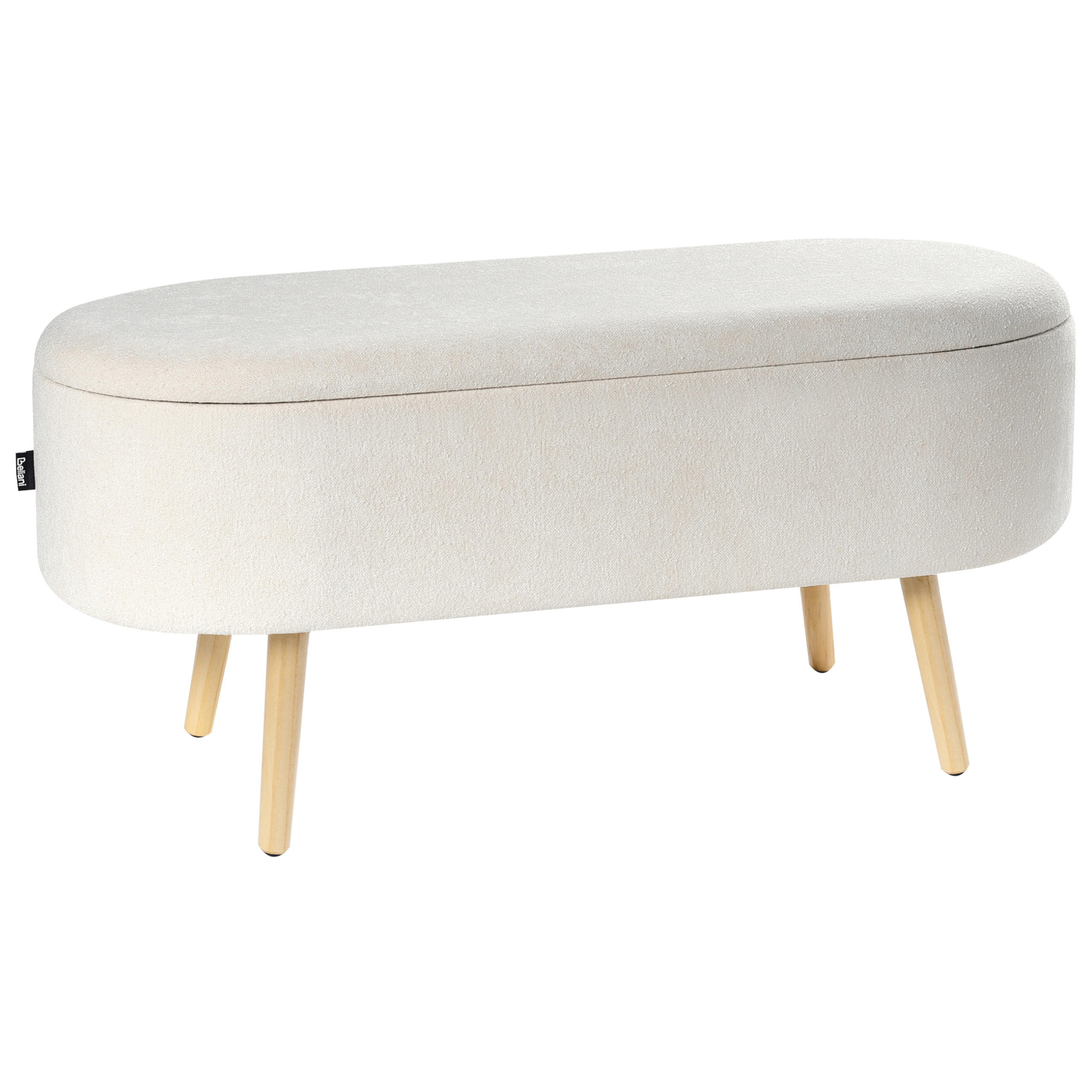 POLSTERBANK Cremeweiß Oklahoma - Creme/Braun, Naturmaterialien (100/46/37cm) - Beliani