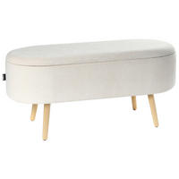 POLSTERBANK Cremeweiß Oklahoma - Creme/Braun, Naturmaterialien (100/46/37cm) - Beliani