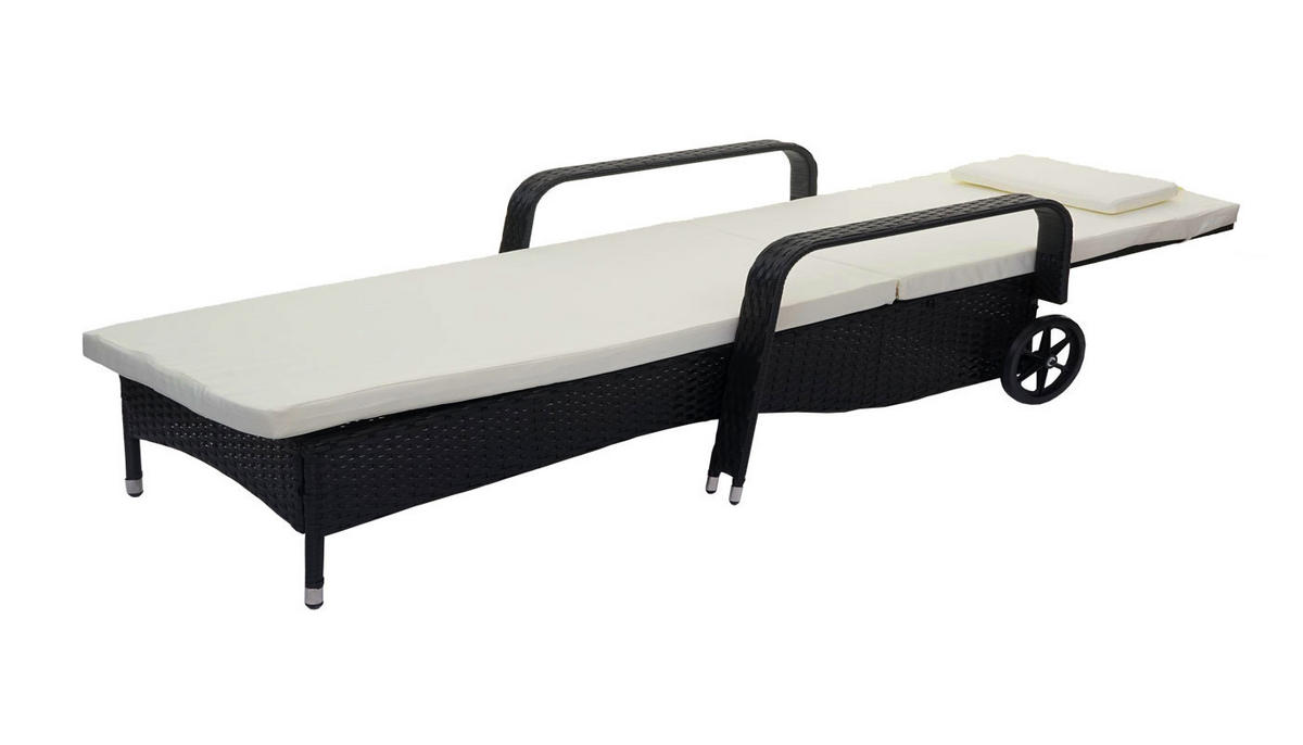 POLY-RATTAN SONNENLIEGE Anthrazit, Beige - Anthrazit/Beige, Kunststoff (71/108/197cm) - MCW