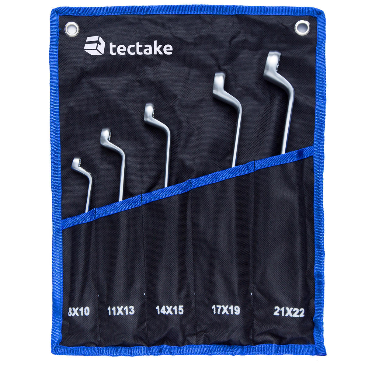 DOPPELRINGSCHLÜSSELSATZ, inklusive Rolltasche mit Ösen,schwarz - Schwarz, Metall (37/27/7cm) - tectake