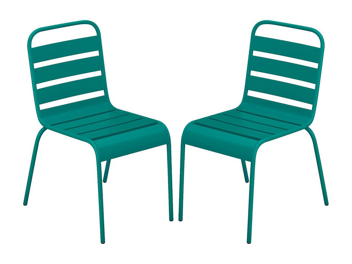 GARTENSTUHL - 47.5cm x 59cm - Stahl - blaugrün - MIRMANDE - Türkis, Metall (47.5/79/59cm) - Vente-Unique