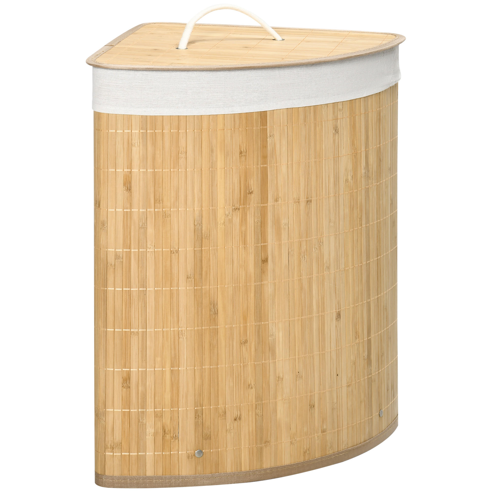 WÄSCHEKORB mit Deckel 55L, Bambus, Natur - Naturfarben, Naturmaterialen (38/57/38cm) - HOMCOM