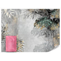 FOTOTAPETE Tropische Blätter auf Beton Vintage 350x256 - Gelb/Beige, Papier (350/256cm) - Muralo