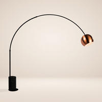 STEHLAMPE Ball Bogenlampe Marmor Schwarz/Kupfer - Schwarz, Stein (30/30/220cm) - s.luce