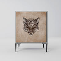 SIDEBOARD STEAMPUNK CLAN, Grau, 57,5x42x72,5 cm, Schwarze Metallfüße - Multicolor/Schwarz, Holzwerkstoff/Metall (57.5/72.5/42cm) - SpaceRebels