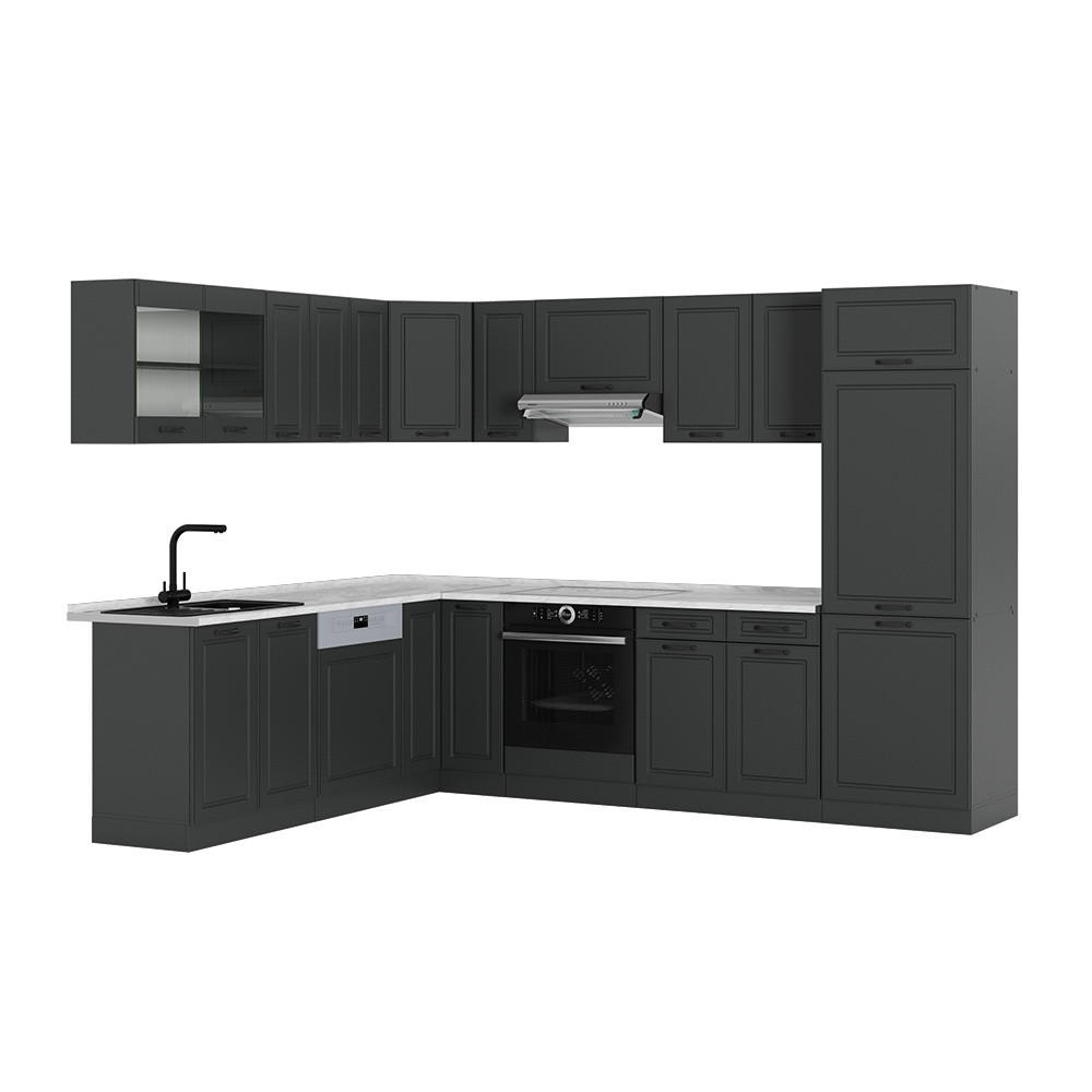 HÖRNKÖK R-Line, Antracit hus på landet/antracit, 287 x 227 cm, AP Marble - Antracit, Träbaserade material (287/81.6/60cm) - Vicco