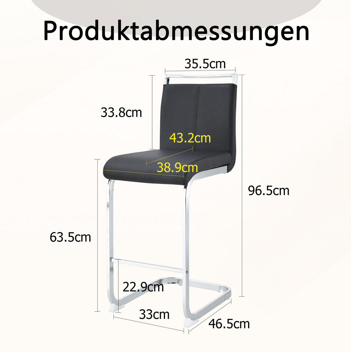 BARHOCKER 2er-Set Schwarz mit Fußstütze - Schwarz, Metall (46.5/96.5/38.9cm) - MIVRAY