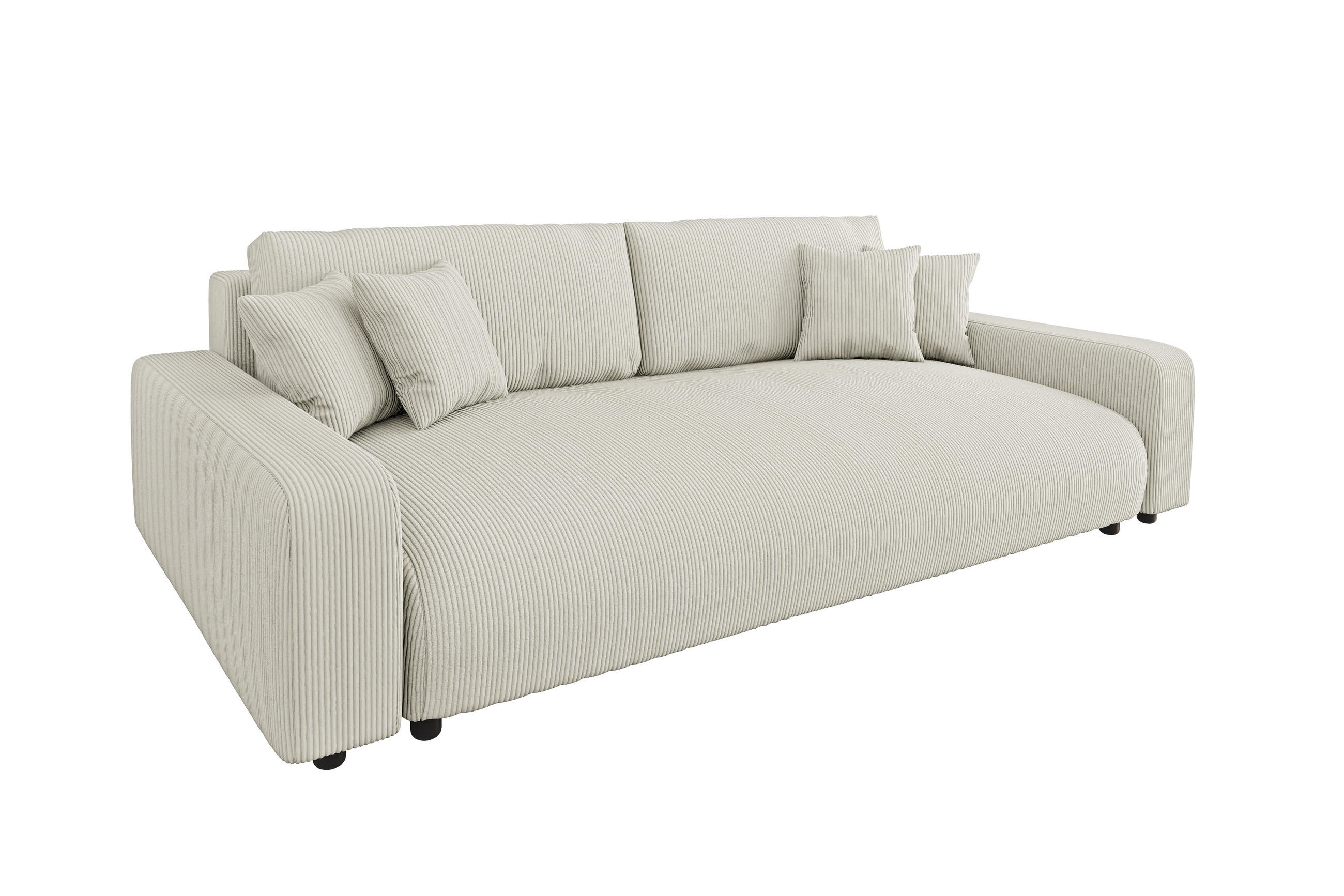 BIGSOFA Emma Beige Cord - Beige/Schwarz, Holz/Kunststoff (234/78/122cm) - S-Style Möbel