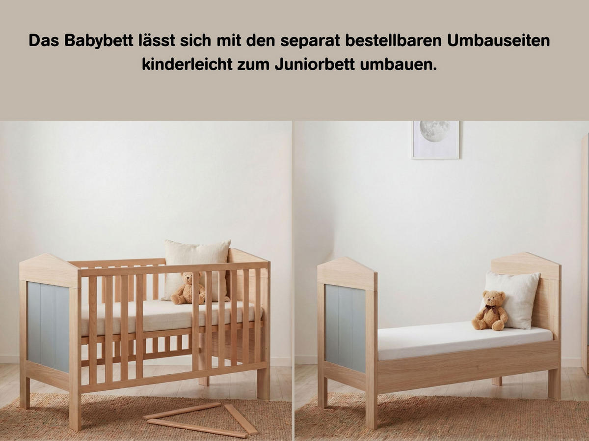 BABYZIMMER Set Roofy 3-tlg. - Salbeigrün/Eichefarben, Leder/Holz (1/1/1cm) - arthur berndt