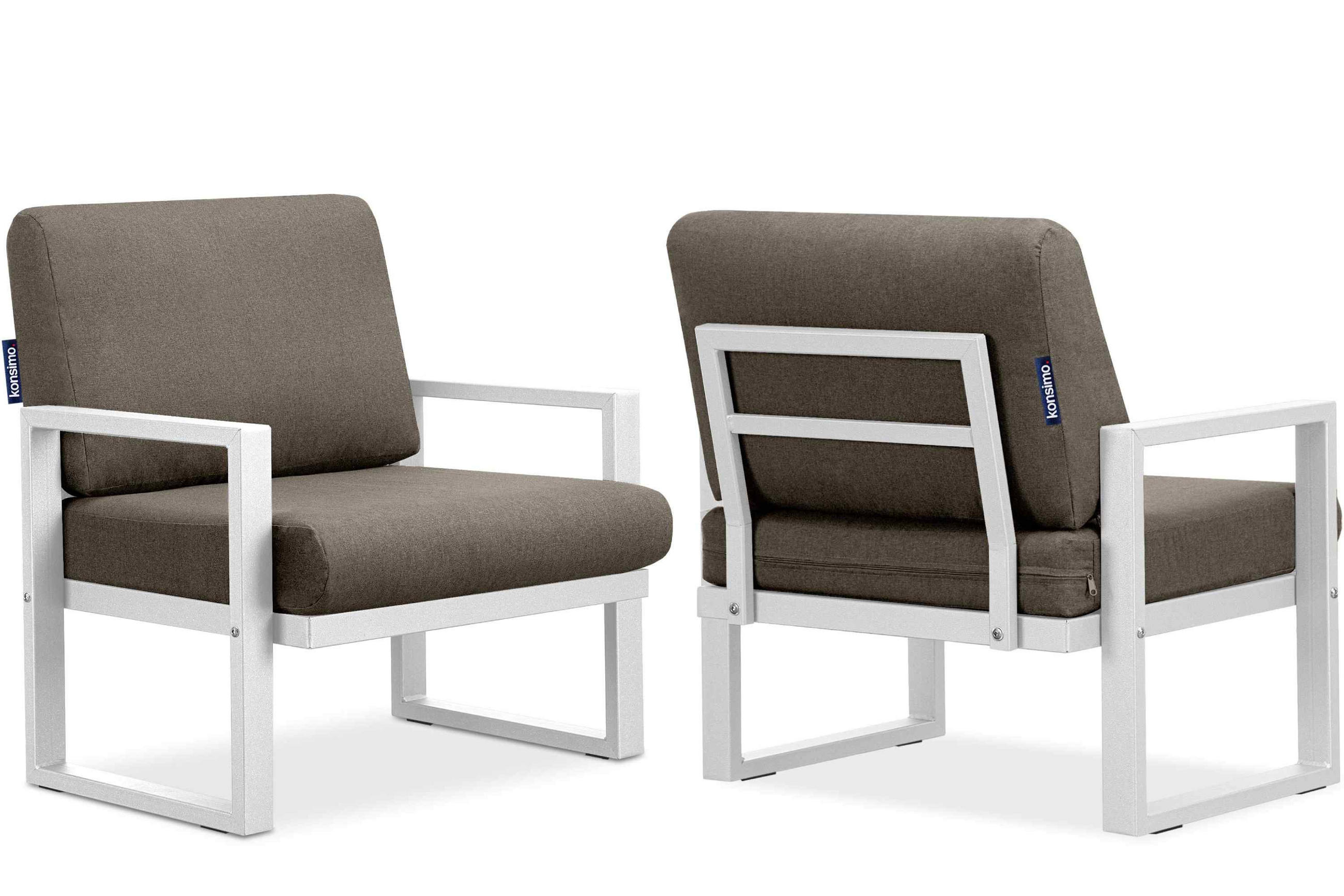 TERRASSENMÖBEL FRENA im Loft-Stil, weiß - Beige/Weiß, Metall - KONSIMO®