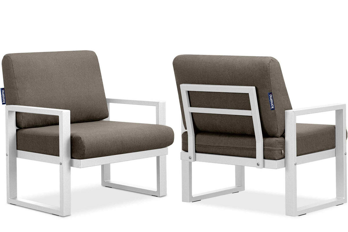 TERRASSENMÖBEL FRENA im Loft-Stil, weiß - Beige/Weiß, Metall - KONSIMO®