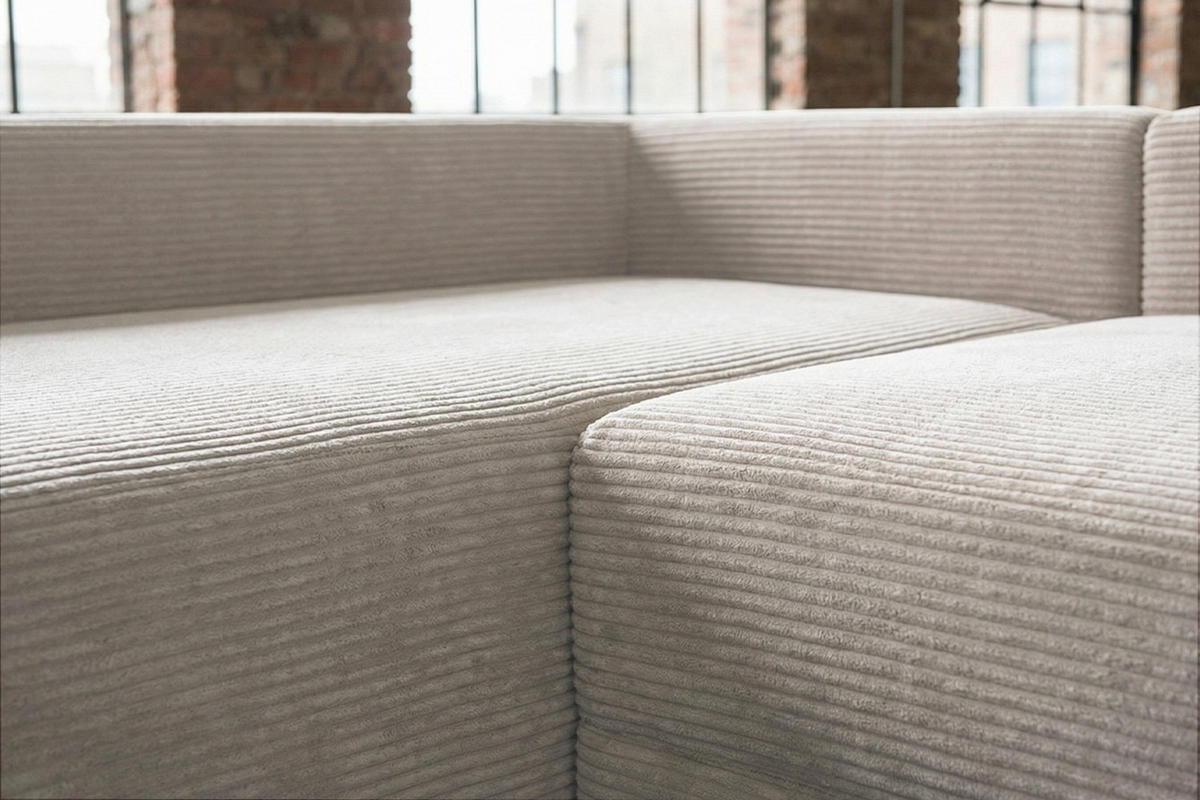 SCHLAFSOFA SADIRA Cremeweiß Cord - Creme/Schwarz, Kunststoff/Textil (288/209cm) - KAWOLA