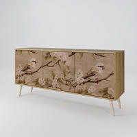 SIDEBOARD PETAL DISTINGUISH, Eicheneffekt, 164,5x42x77,5 cm, 3 Türen - Eichefarben/Buchefarben, Holzwerkstoff/Buchenholz (164.5/77.5/42cm) - SpaceRebels