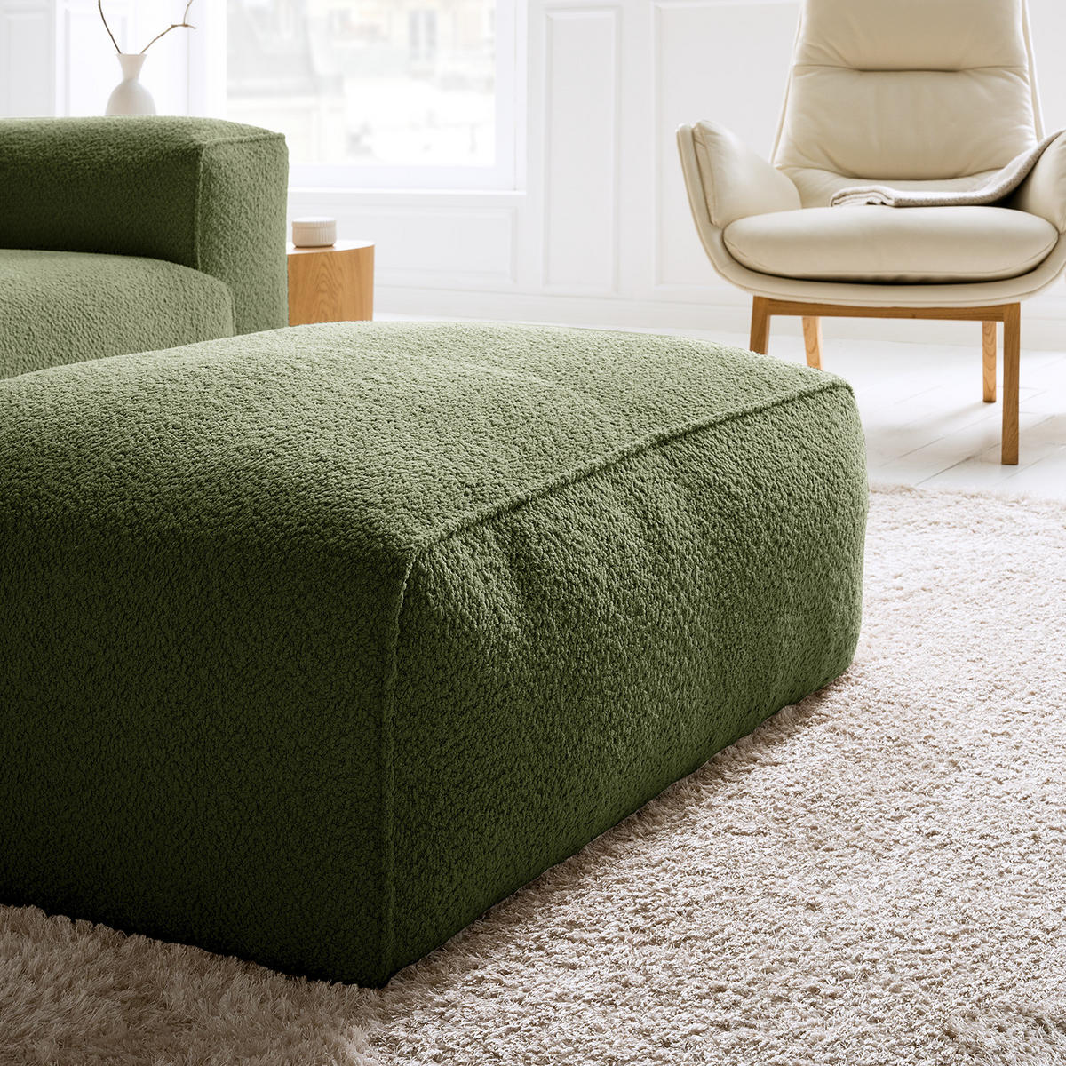 POLSTERHOCKER - Schwarz/Grün, Kunststoff/Textil (81/38/100cm) - home24