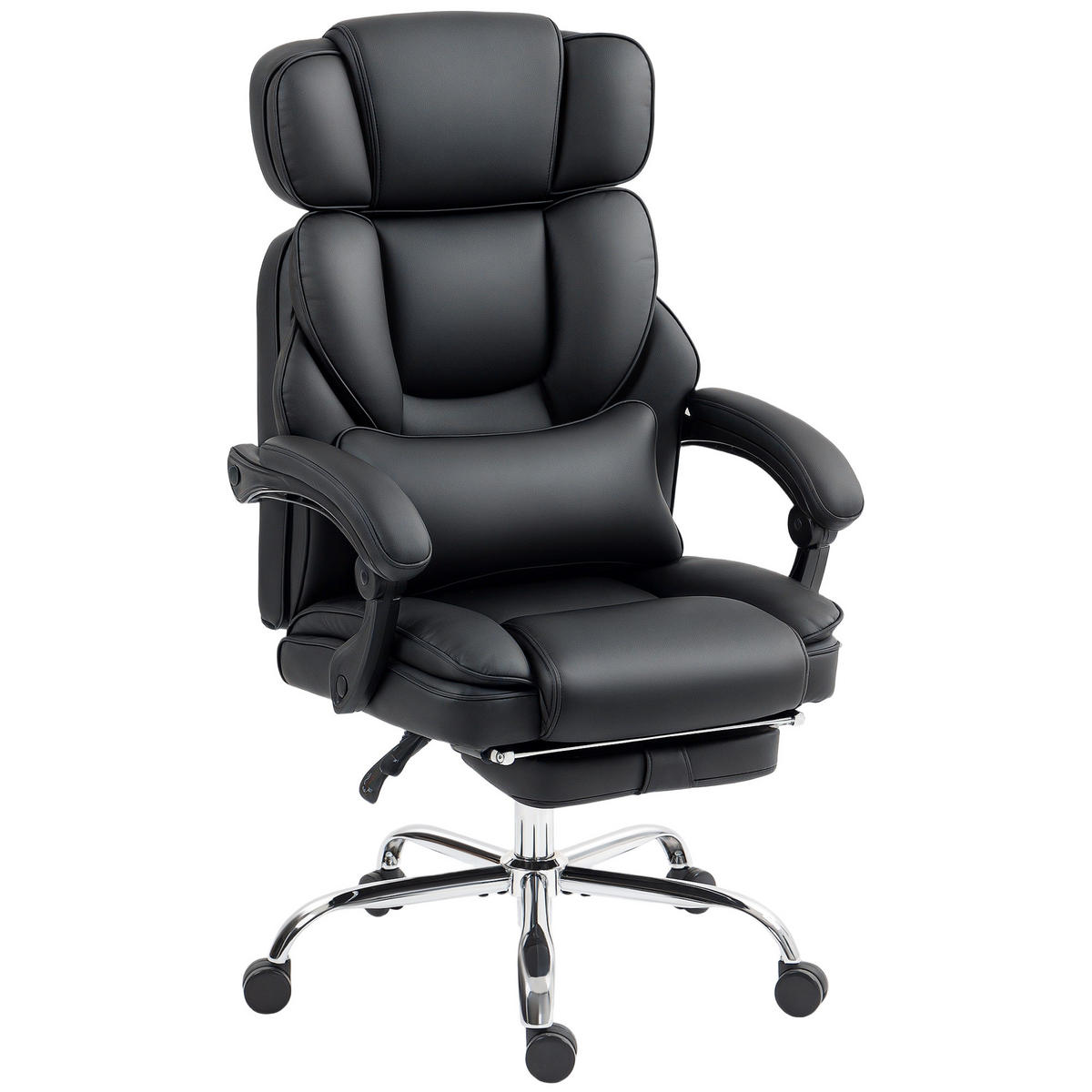 DREHSTUHL DE-05250 Ergonomisch mit Lendenstütze & Fußstütze Schwarz - Schwarz, Metall (69/126/72cm) - ComfortXL