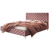 POLSTERBETT LUX Miami mit Kopfteil, 120 x 200 cm, Doppelbett mit Lattenrost aus Holz, Velourstoff Rosa, Füße in Farbe: Weiß - Pink, Holz/Textil (120/200cm) - Alpi-Möbel