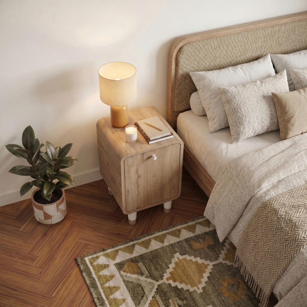 NACHTTISCH Doro Eiche natur 35,3/34/51 cm - Sandfarben/Naturfarben, Holzwerkstoff/Kunststoff (35.3/51/34cm) - Decortie