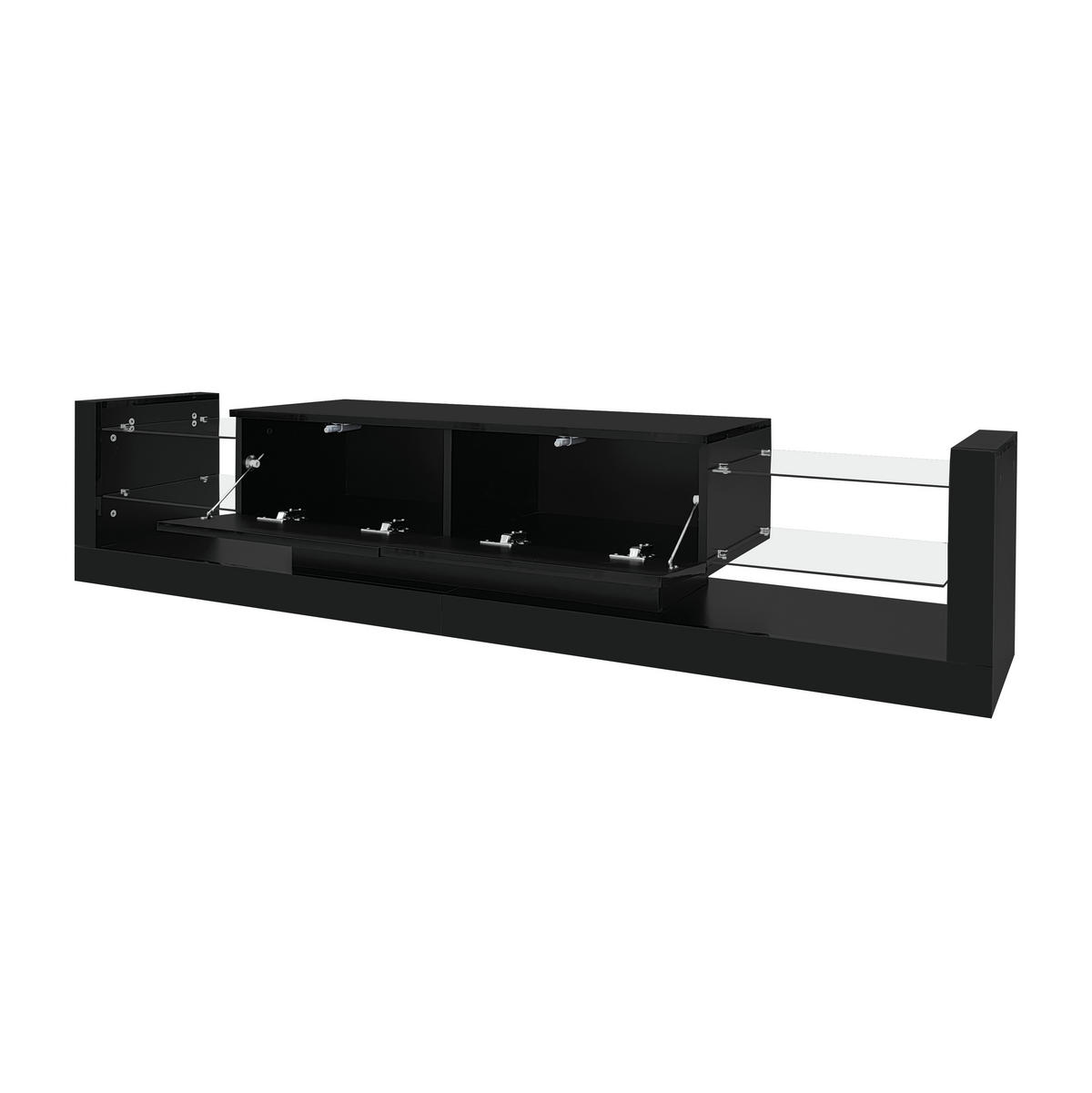 TV-SCHRANK-SET mit Couchtisch in Hochglanz Schwarz mit LED 181/38/38 cm + 100/50/40.3 cm - Schwarz, Holzwerkstoff (50/181/78.3cm) - Redom